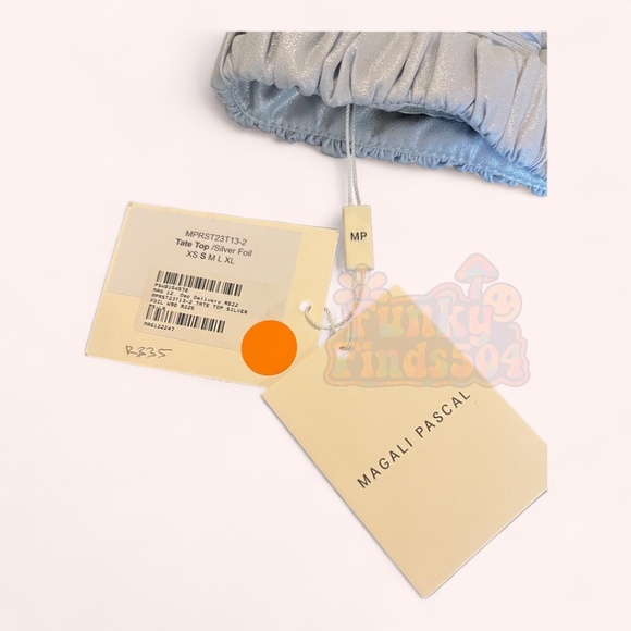 Magali Pascal Silver Foil Ruched Bralette Crop Top NWT Size S Sample Sale Luxury - Picture 6 of 7